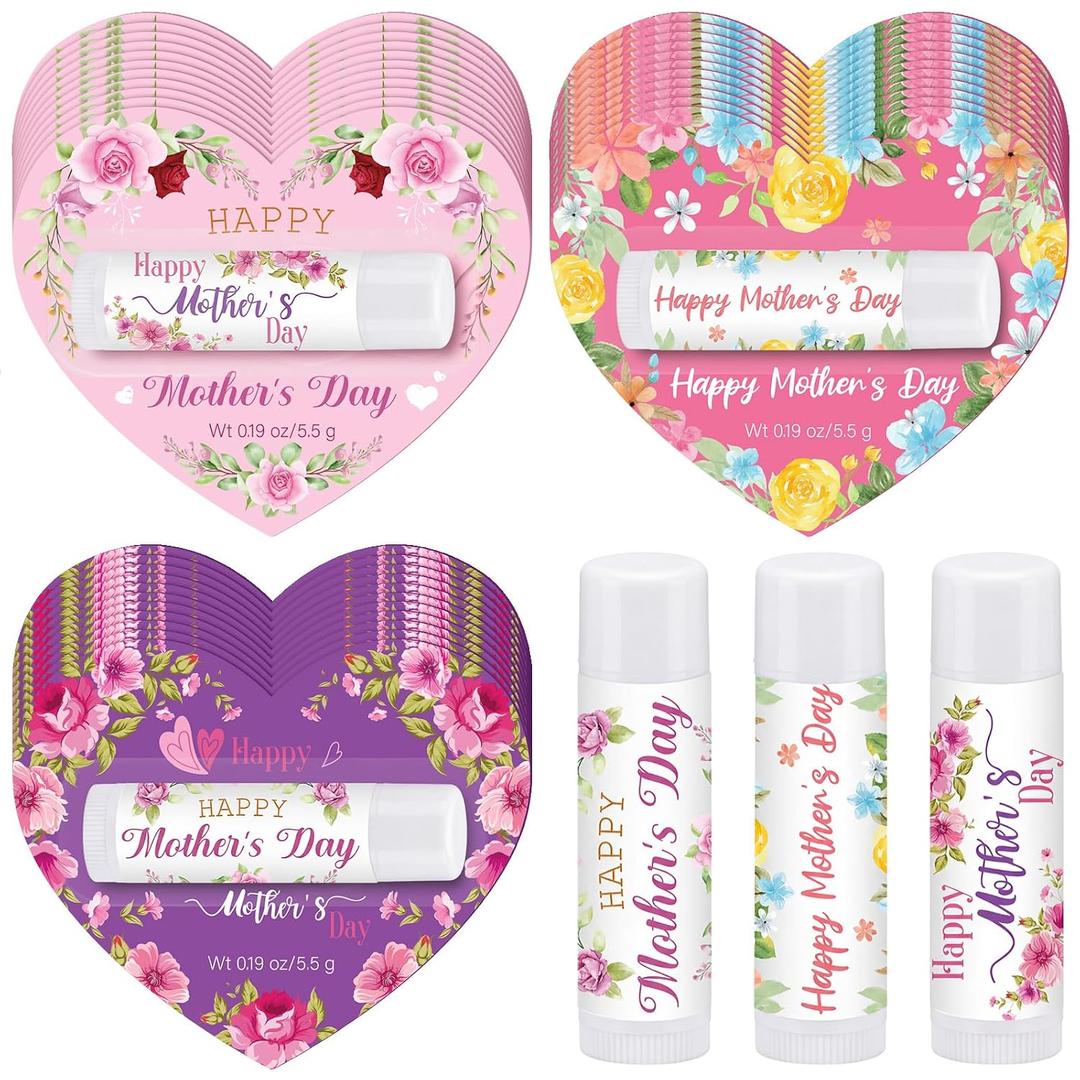 Leelosp 36 Pcs Happy Mothers Day Gifts Lip Balm Bulk Church Party Favors Lipstick Flower Christian Thank You Appreciation Lip Balms Gifts for Mom Grandmother Birthday Church Party Supplies