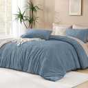Andency Grayish Blue Comforter Set King Size, 3 Pieces Boho Bedding Set & Collections, Farmhouse Tufted Fluffy Bedding Comforter Sets for King Bed (1 Comforter 104x90In, 2 Pillowcases)