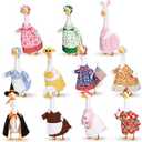 Silicherry 11 Set Holiday Porch Goose Outfits All Seasons Goose Clothes Umbrella Easter Statue Costume for Patio Lawn Outdoor(23",Girl Style)