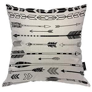 Beabes 18x18 Inch Cushion Case Decor Hipster Arrows, Black American Arrows and Feathers Farmhouse Throw Pillow Cover Home Pillowcase Decorations for Sofa Couch Office Car
