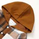 Toddler Baby Boy Clothes Long Sleeve Hoodie Plaid Flannel Shirt and Pants Set Fall Winter Outfits (Brown)