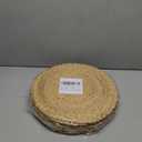 14'' Round Woven Placemats Set of 10 - Natural Extra Wide Placemats Braided Heat Resistant Placemats Farmhouse Boho Fringe Place Mats Wipeable Circle Wicker Placemats, Nature