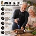 Gravity Electric Salt and Pepper Grinder Set, Rechargeable Automatic Mills with Charging Base, 6-Level Adjustable Coarseness, LED Light, Matte Black, 2-Pack
