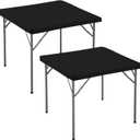 Square Fitted Tablecloth 34x34 Inch-2 Pack Black Card Elastic Spandex Table Cover-Small Stretch Folding Table Cloths Topper Cap for Kitchen Dining Picnic Patio Outdoor Party Tables