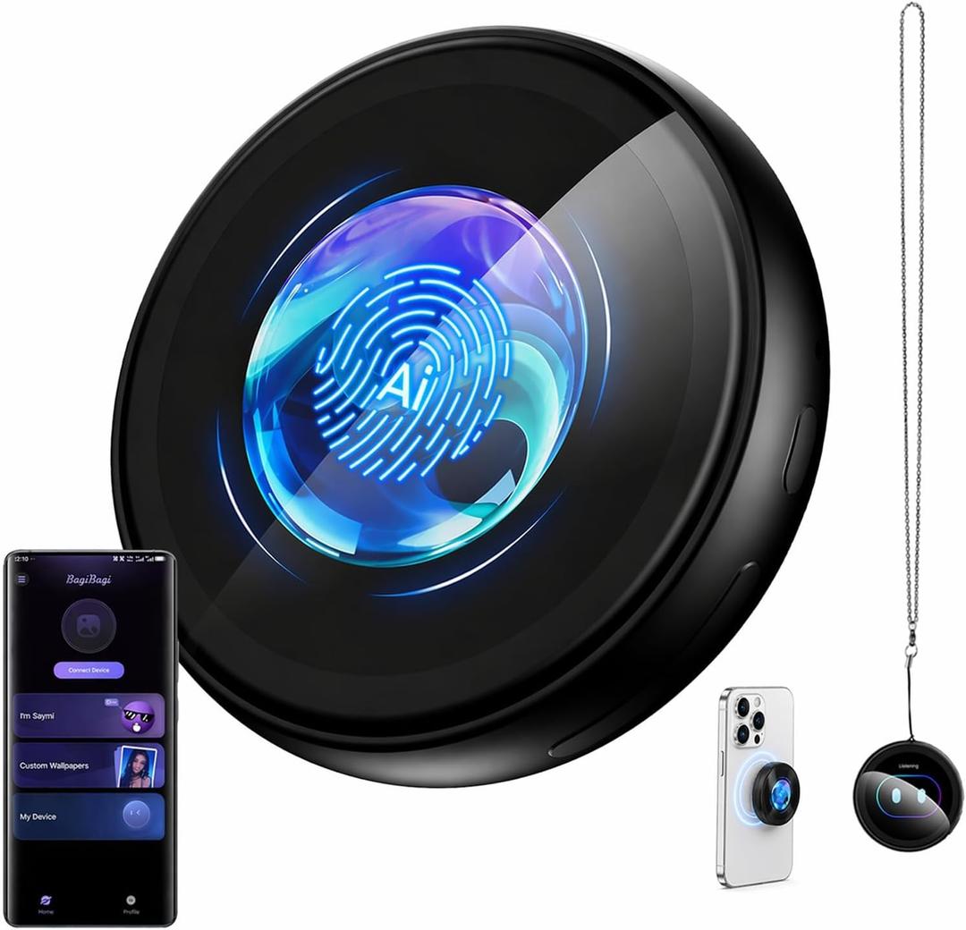 ZNP Z01 PRO AI Companion Digital Badge, Customizable Screen Patterns with HD Touch Screen, Wearable Bluetooth 6.0 Translator for 60 Languages, AI Assistant Smart Badge for Travel Business Daily Life