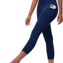 FULLSOFT Capri Leggings with Pockets High Waisted Capri Leggings for Women Workout Yoga Pants Capris (Large-X-Large, B-navy Blue With Pockets)