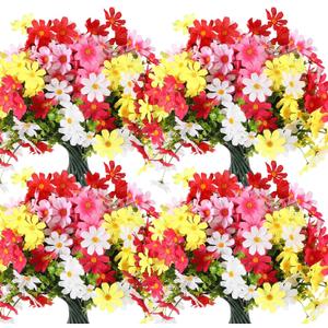 Thiccywoov 36 Bundles Artificial Flowers for Outdoors UV Resistant, Faux Greenery Flowers for Porch Planters Patio Window Box Farmhouse Garden Decor