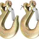 FUNSUEI 2 Pack 1/2 Inch Clevis Slip Hook with Safety Latch, Grade 70 Forged Steel, Heavy Duty Clevis Slip Hook for Trailer Hauler Hitches Wrecker Truck, 18,000 Lbs Capacity