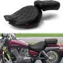 Motorcycle Driver Passenger Seat with Diamond Pattern Stitching Compatible with Shadow ACE VT750 VTC750C VTC750CD 1998-2003