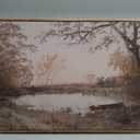 ZZLWBKGL Vintage Framed Wall Art Landscape Wall Decor Farmhouse River Canvas Art Forest Lake Pictures Nature Paintings Rustic Artwork For Living Room Study Bedroom