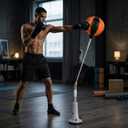 Freestanding Reflex Bag with Suction Cup Base MultiLevel Iron Stand Boxing Speed Ball HeavyDuty Fitness Training Punching Equipment for Teens Adults Family Gym, 138-160cm