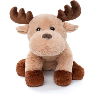 Adorable Caribou Furry Reindeer Elk Moose Stuffed Animals Plush Toy for Kids Babies Boys Birthday Bedtime Decor, 13" Super Soft Brown