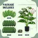 Der Rose 28" Black Pot Fake Monstera Plants, Large Artificial Potted Plants for Indoor & Outdoor Floor Front Porch Modern Decor