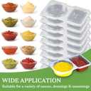 10 Sets Double Compartment Condiment Container with Lids, Disposable Plastic Snack Containers, Sauce Containers for Take-out Sauce, Salad Dressing, Sampling, Travel Snack