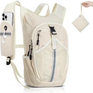 Small Hiking Backpack 10L- Lightweight Packable Foldable Backpack for Travel Camping Outdoor Commute, Compact Rucksack for Women Men(Beige)