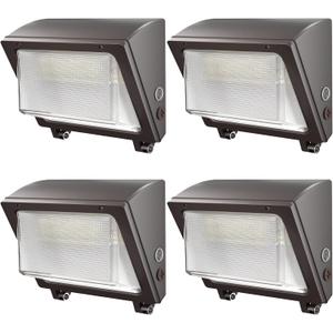 150W LED Wall Pack with Photocell Dusk to Dawn 5000K Waterproof Commercial Outdoor Light Fixture 22500lm 120-277V Equivalent,Energy Save Flood Lights for Building,Yard,Warehouse,Garage-4pack