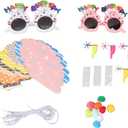 Birthday Crowns for Kids, Funny Party Cone Hats Set, 18pcs Colorful Birthday Party Hats for Kids 4pcs Happy Birthday Glasses 8pcs Birthday Whistles Party Decor