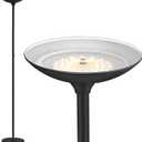 BoostArea Torchiere Floor Lamp, 30W Super Bright LED Standing Lamp, Stepless Dimmable Pole Lamp with 3000K Lighting, Rotary Switch, 70 Inch Tall Metal Modern Floor Lamps for Living Room/Bedroom Black