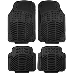 FH Group Automotive Floor Mats - Heavy-Duty Rubber, Universal Fit Full Set, ClimaProof, Trimmable For Most Cars, Sedan, SUV, Truck, Black