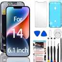 for iPhone 14 Screen Replacement 6.1 inch, 3D Touch LCD Display Digitizer Assembly with Repair Tools Compatible with Model A2649, A2881, A2884, A2883, A2882