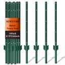 Metal Garden Fence Posts– Heavy Duty U-Post for Wire Fencing,7FT-10P, Green