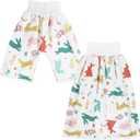 Waterproof Diaper Pants for Baby Kids, 2 Packs Absorbent Toddler Potty Training Pants Boys Girls Use Day Night (Rabbit Pant + Skirt L)