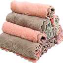 Microfiber Kitchen Washcloths, Super Absorbent Coral Velvet Dishtowels, Premium Table Cleaning Cloths, Non-Stick Oil Quick Dry Dish Towels, Soft Tea Towels, 10 Pack