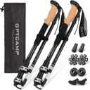 GPTCAMP Walking Sticks,Trekking Poles Collapsible Hiking Poles,Lightweight Folding Travel Walking Pole for Men Women,2pc Adjustable Hiking Stick with EVA Foam Grips for Backpacking (Black)