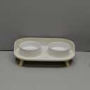 MalsiPree Dog Bowls Elevated & Pet Bowls - Small, Sand Beige - 45 Tilt Stand with Splash Guard - Dog Feeding Station with Ceramic Dishes for Food & Water