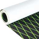 KXKZREN EVA Foam Boat Flooring Decking Sheet 6mm Thick Diamond Anti-Slip Marine Flooring Mat Self Adhesive Deck Pad for Bass Boat Yacht Motorboat RV Cooler Tops, 74.8"x27.6" / 93.8"x43.9" (Black with Green Seam ( Matchable Diamond ))