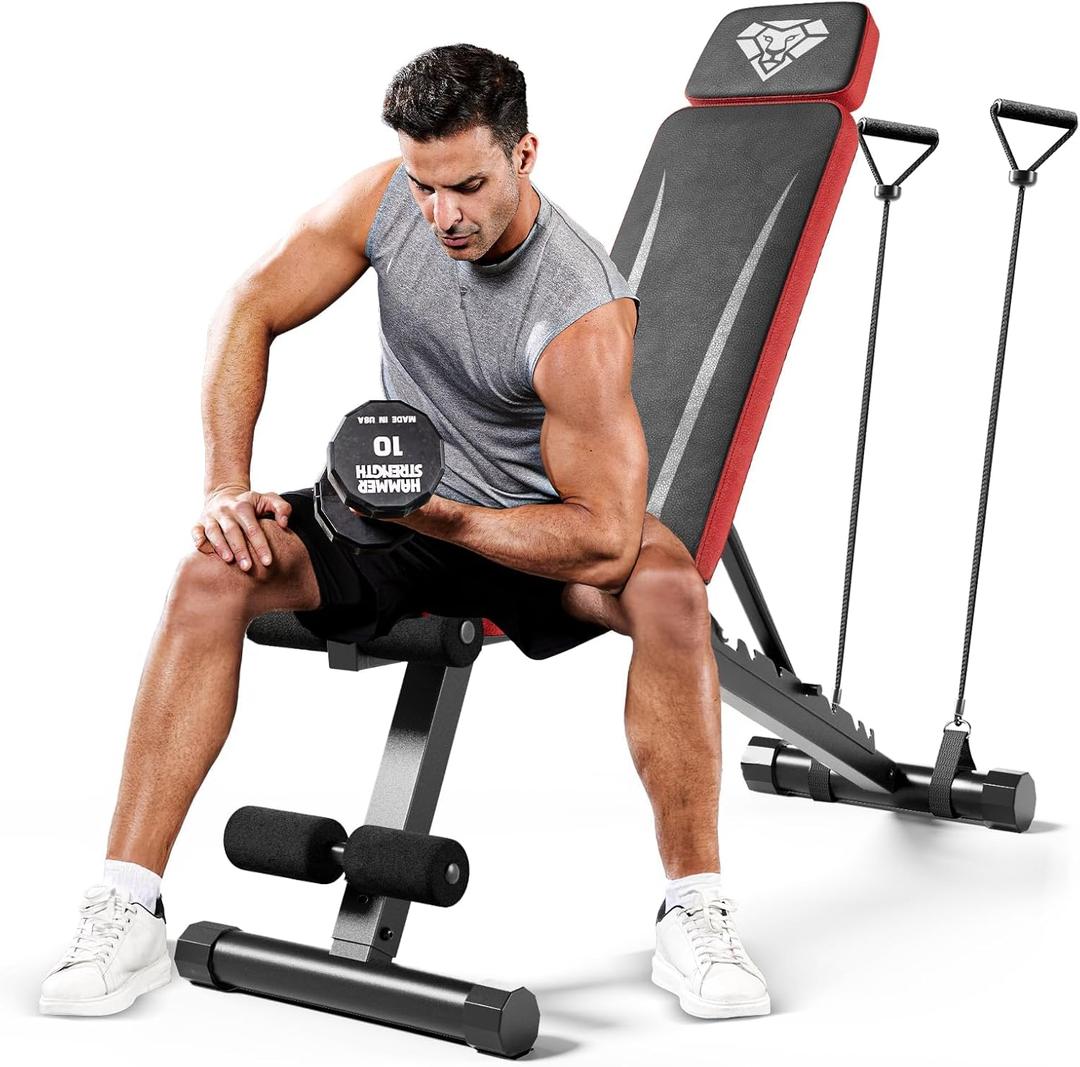 Freepub Adjustable Weight Bench, Workout Bench with Adjustable Headrest for Full Body Workout, Fast Folding 660LBS Stable Weight Bench for Men Women Versatile Workouts and Workout Bench for Home Gym (Black)