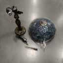 ZJART Tiffany Table Lamp Stained Glass Lamp 16X16X24 Inch Antique Standing Reading Light Living Room Office Bedroom (Sea Blue Pearl)