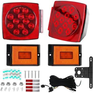Submersible LED Trailer Light Kit, IP67 12V DOT Stop Brake Tail Turn Signal Lights with 25ft Wiring Harness, Marine Boat Trailer Lights for Utility RV Truck, Luces para Trailas Under 80"