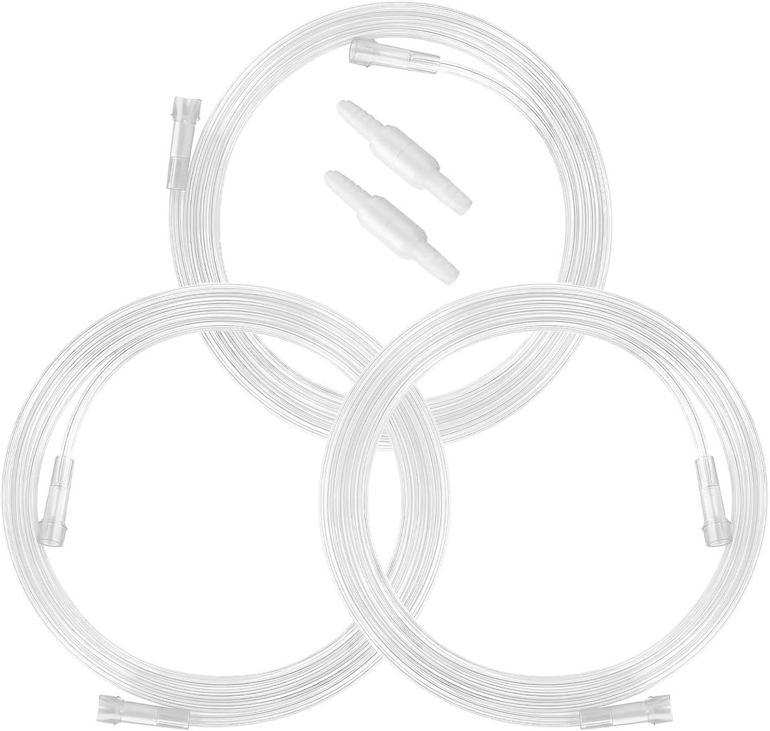3 Pack Oxygen Tubing with 2pcs Oxygen Tubing Connector - 7Ft Premium Green Crush Resistant Non-Kinking Oxygen Tubes (Clear)