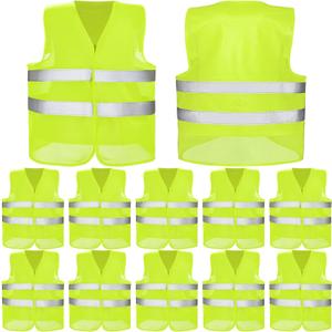 Coume 12 Pieces Safety Vests Bulk High Visibility Reflective Vests Mesh for Construction Working with 2 Reflective Strips