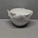 DOWAN Large Mixing Bowls, Ceramic Serving Bowls, 3.2 Quart Deep Salad Bowls, 105 Oz White Fruit Bowls for Modern Home, Set of 2