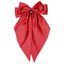 Big Red Silky Satin Hair Bows for Women - Long Tail Cute Hair Ribbons, Coquette Barrettes for Girls