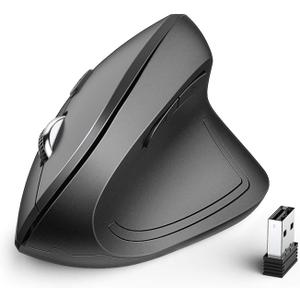 iClever Ergonomic Mouse, WM101 Vertical Wireless Mouse, 2.4GHz Optical Vertical Mouse with 4 Adjustable DPI 1000/1600/2000/2400 Levels 6 Buttons, Ergo Mice for Laptop, PC, Computer, Desktop