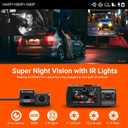 VANTRUE N4 3 Channel Dash Cam, 4K+1080P Dual Channel, 1440P+1440P+1080P Front Inside Rear Three Way Triple Car Dash Camera, IR Night Vision, Capacitor, 24 Hours Parking Mode