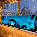 Merry Christmas Banner Nativity Silhouette Decor Backdrop 78x17 Inches Festive Religious Holiday Wall Decor Outdoor Indoor Welcome Banner Wall Hanging for Party Decoration Supplies