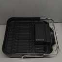 SNTD Dish Drying Rack, Expandable Dish Rack for Kitchen Counter, Stainless Steel Dish Drainer with Drainboard Set and Utensil Holder (Black)