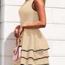 PRETTYGARDEN Women's 2026 Summer Sundresses Casual Elegant Sleeveless Flowy Tiered Ruffle A Line Mini Graduation Party Dress (Beige, M)