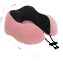 Memory Foam Travel Pillow, Neck Pillow with 360-Degree Head Support, Comfortable and Lightweight, Ideal for Sleeping on Airplane, Car, Train, Bus and Home Use, Comes with Storage Bag (Pink)