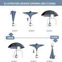 SIEPASA 49/56 Inch Inverted Reverse Upside Down Umbrella, Extra Large Double Canopy Vented Windproof Waterproof Stick Golf Umbrellas with C-shape Handle.