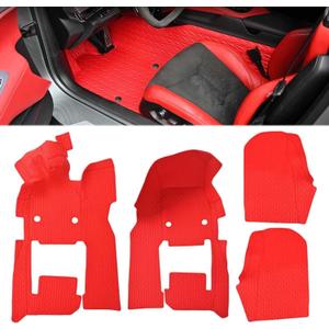 Red Full Floor Mats,All Weather Anti-Scratch Wear-Resistant Full Floor Protection Liner Carpet Coverage Pads for Corvette C8 Stingray Z51 2020+ for C8 Z06 2023+ and E-ray 2024+