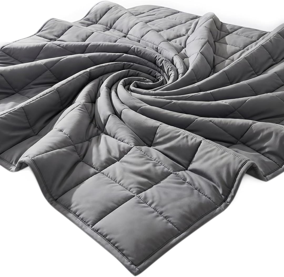 Smart Queen Weighted Blanket for Adults,Twin Size 48x72, 15lbs, Soft Heavy Blanket Machine Washable for Fall, Bedding &Napping with Premium Glass Beads (48x72 | 15lbs Grey)