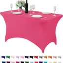 Spandex Table Cover for Table Universal Fitted Stretch Tablecloth for Party, Banquet, Wedding and Events-Hot Pink, 48" x 30" (Rectangular)
