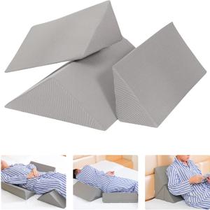 Fanwer Bed Wedges & Body Positioners (3 in 1), 40 Degree Wedges for Bed Positioning,Positioning Pillows for Elderly, Wedge Pillow for Bed Sores, Side Sleeping, After Surgery, Knees Elevated,Back Pain (Grey)