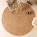 Handwoven 8FT Round Jute Area Rug Natural Rustic Reversible Jute Rug for Bedroom Living Room Dining Room Office