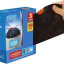 Feisco 3 Gallon Black TrashBag,Small Drawstring Garbage Bag TrashCan Liner,100 Counts,0.55 Mil